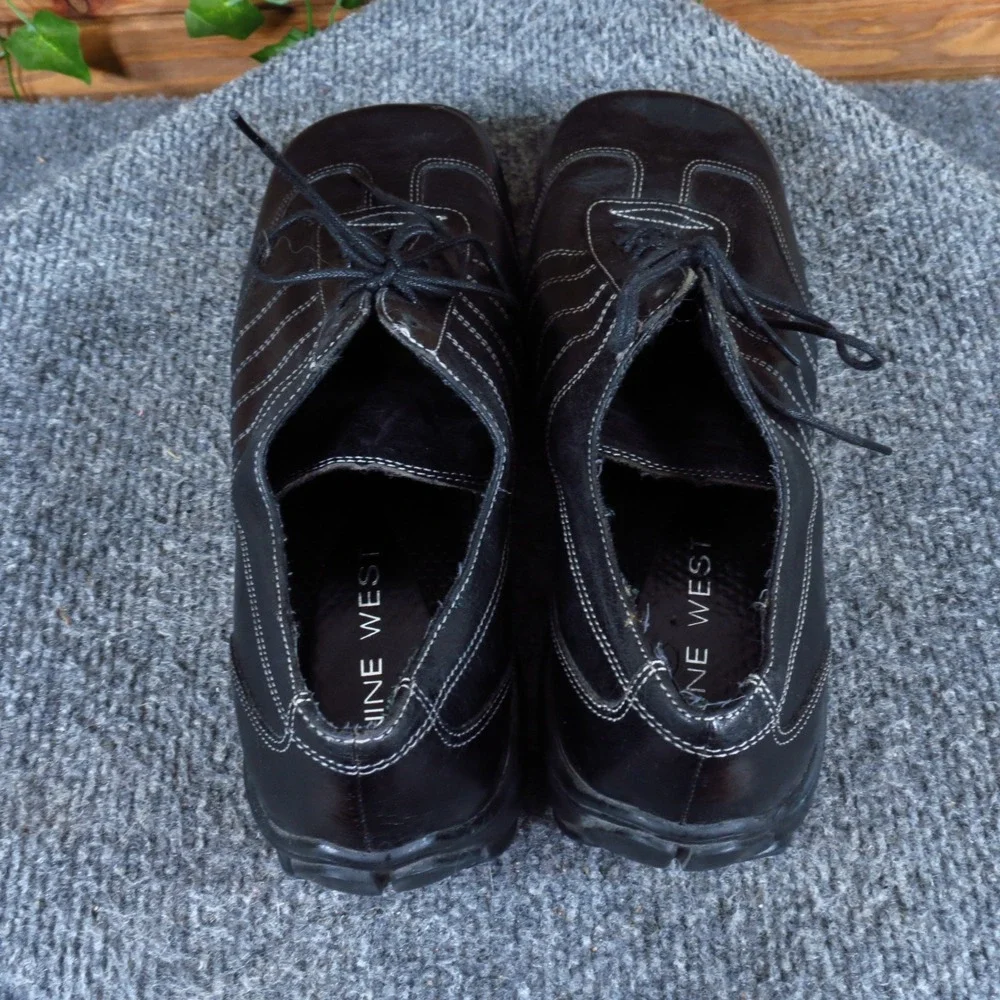 Nine West Faina Womens Oxford Shoes Size 6 Walking Comfort Black Leather